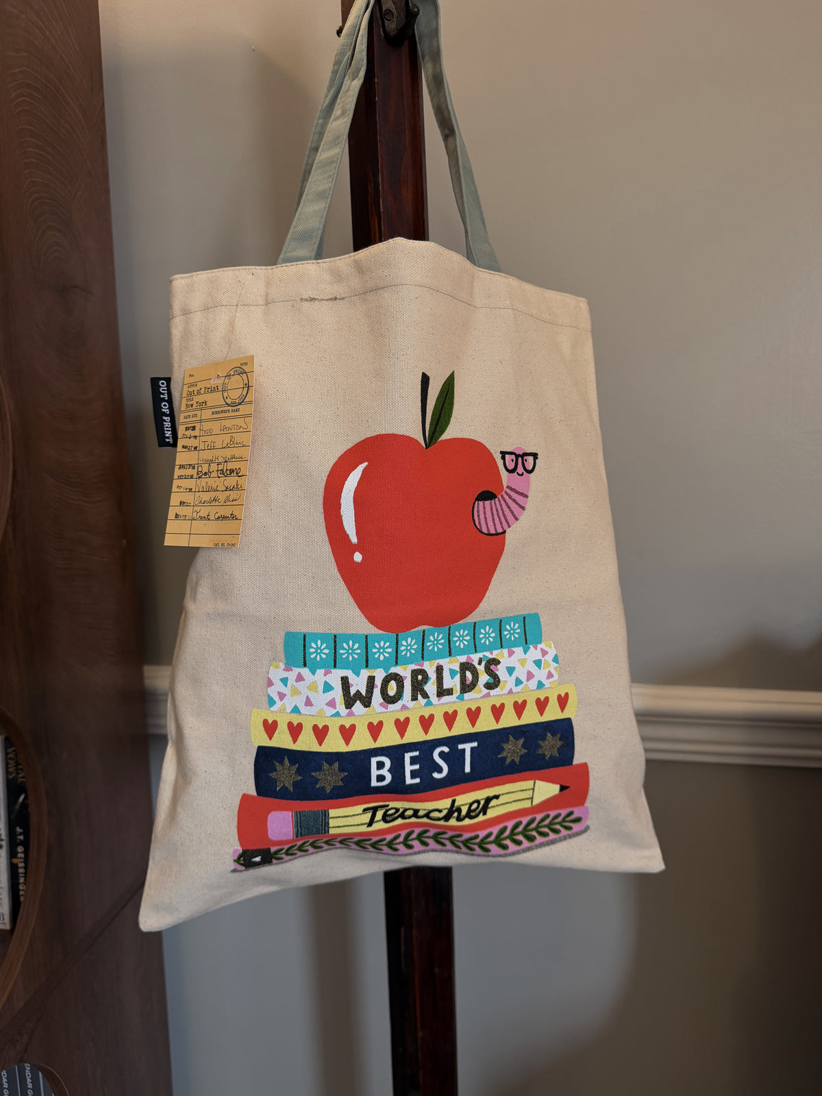 Canvas tote bag 15x17, Worlds best teacher!