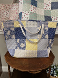 Quilted tote bag, Bluebell