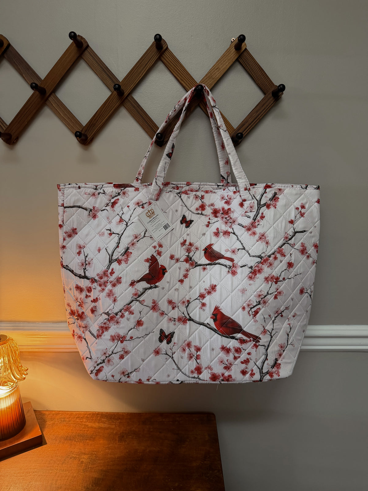 Quilted tote bag, Cardinal blossom