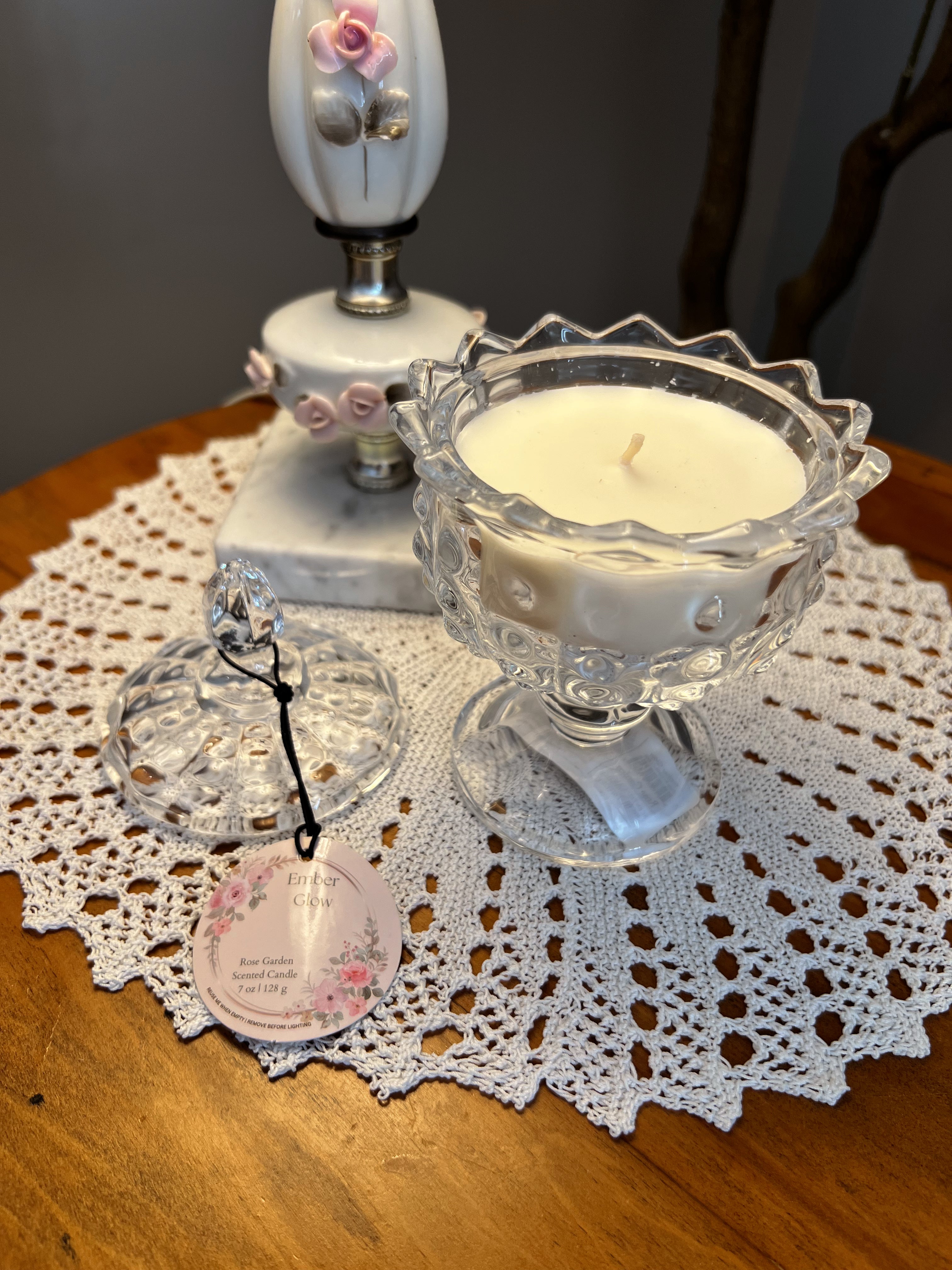 7oz glass candle/ Flora bunda