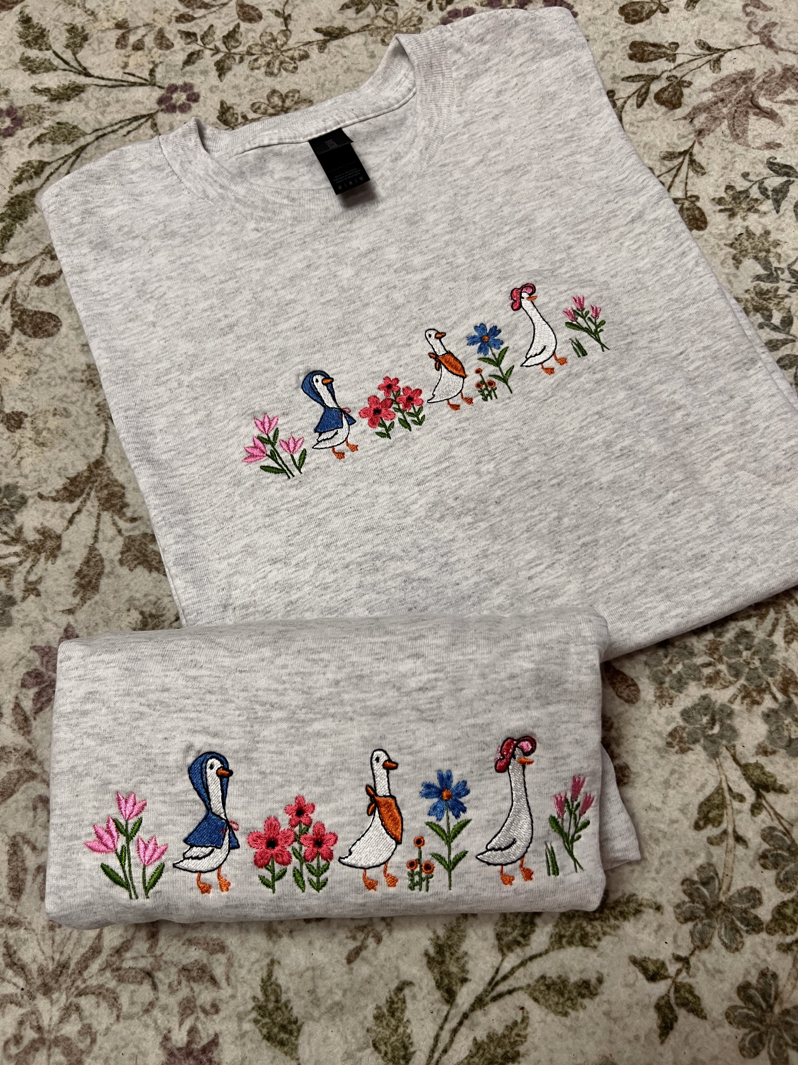 Geese & wildflowers, Embroidered tee