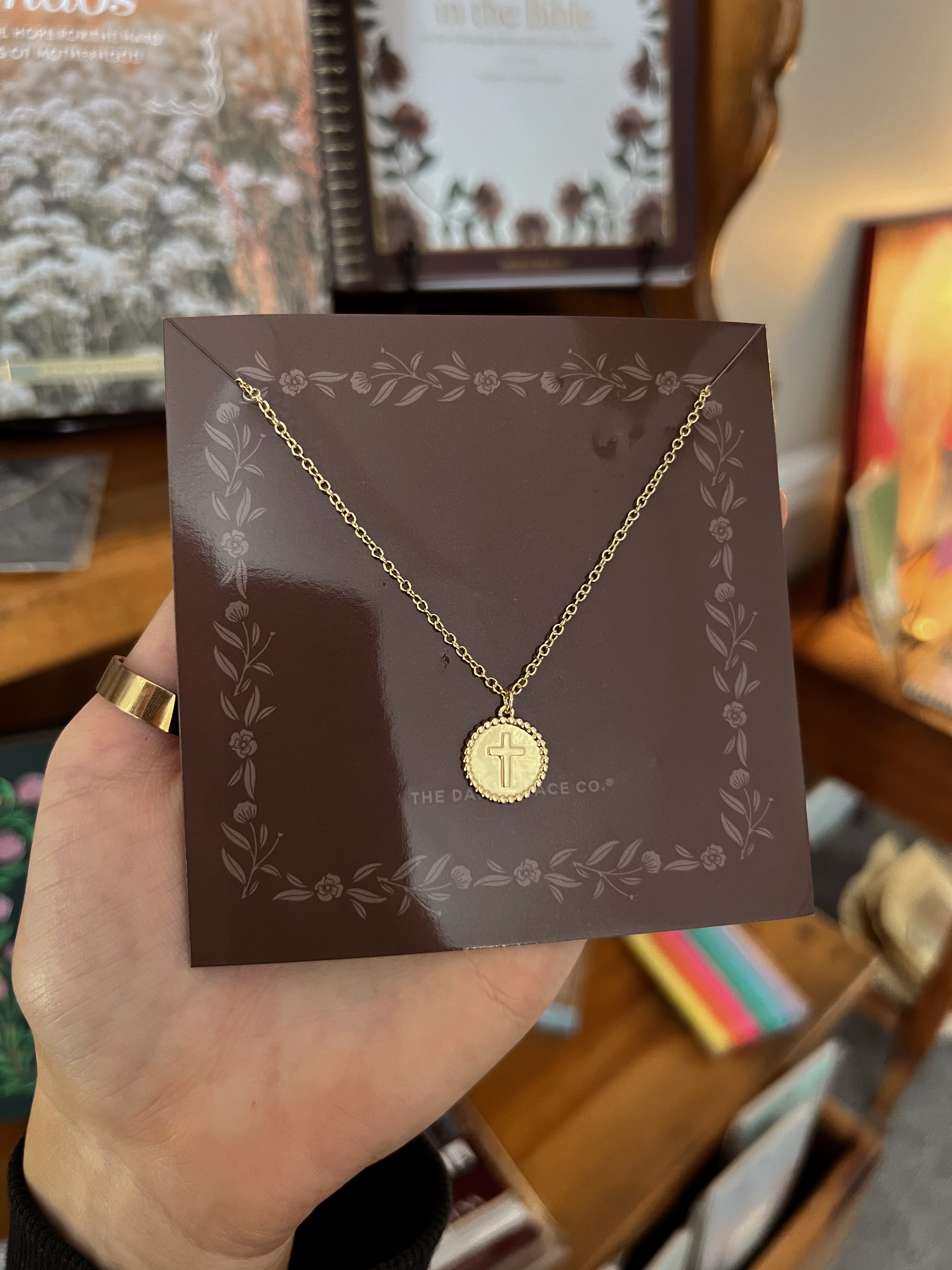 Embossed cross necklace, Daily Grace co.