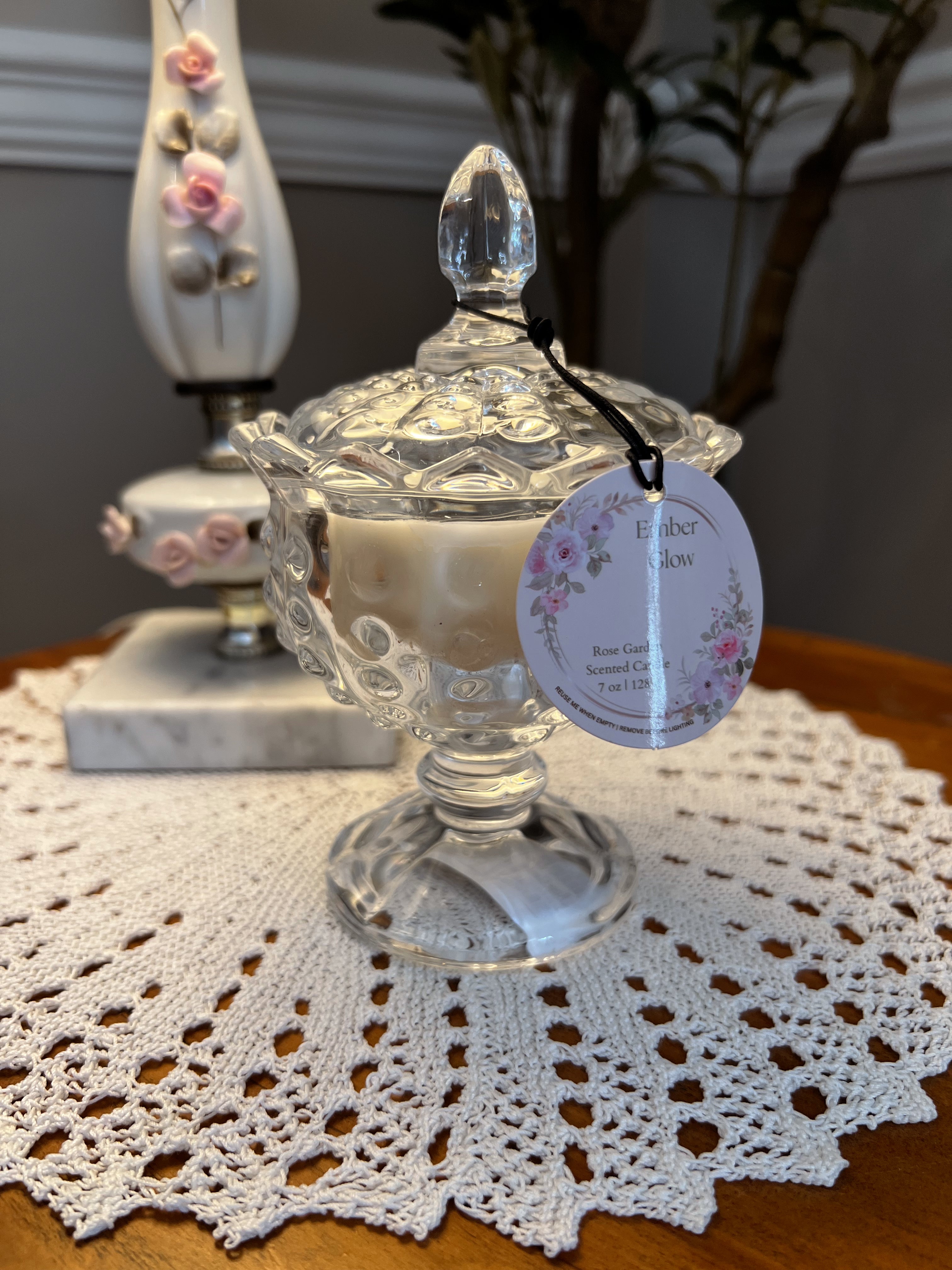7oz glass candle/ Flora bunda